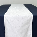 White Scuba Polyester Table Runner with Rhinestone Accents - 12x108inch