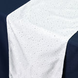 White Scuba Polyester Table Runner with Rhinestone Accents - 12x108inch