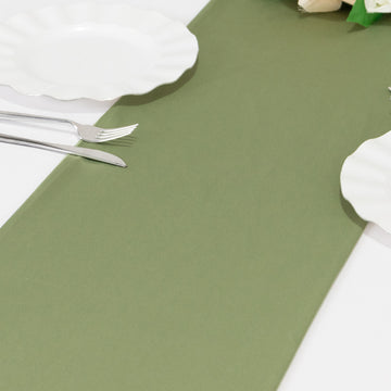 Premium Scuba Polyester 12"x108" Table Runner Dusty Sage Green - Wrinkle-Free Table Linen