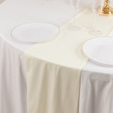 Ivory Premium Scuba Polyester Table Runner, Wrinkle Free Table Linen