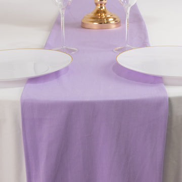 Lavender Lilac Premium Scuba Polyester Table Runner, Wrinkle Free Table Linen - 12"x108"