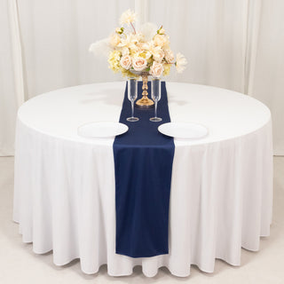 <span style="background-color:transparent;color:#000000;">Elegant Navy Blue Scuba Polyester Table Runner</span>