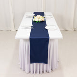 Navy Blue Premium Scuba Polyester Table Runner, Wrinkle Free Table Linen