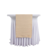 Accordion Pleated Scuba Table Runner 12x108inch Beige – Wrinkle Free & Stain Resistant Textured
