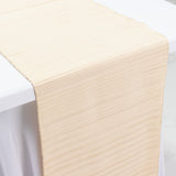 Accordion Pleated Scuba Table Runner 12x108inch Beige – Wrinkle Free & Stain Resistant Textured
