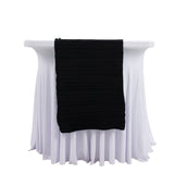 Accordion Pleated Scuba Table Runner 12x108inch Black – Wrinkle Free & Stain Resistant Textured