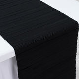 Accordion Pleated Scuba Table Runner 12x108inch Black – Wrinkle Free & Stain Resistant Textured