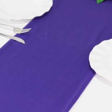 Premium Scuba Polyester 12"x108" Table Runner Purple - Wrinkle-Free Table Linen