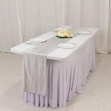 Shimmer Silver Premium Scuba Polyester Table Runner, Wrinkle Free Table Linen