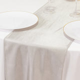 Shimmer Silver Premium Scuba Polyester Table Runner, Wrinkle Free Table Linen