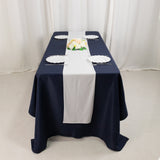 White Premium Scuba Polyester Table Runner, Wrinkle Free Table Linen