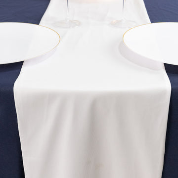 White Premium Scuba Polyester Table Runner, Wrinkle Free Table Linen - 12"x108"