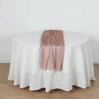 <h3 style="margin-left:0px;"><strong>Shimmering Rose Gold Glitter Gauze Table Runner</strong>