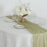 Champagne Sparkling Glitter Gauze Table Runner, Reusable Wrinkle Free Sheer Table Runner