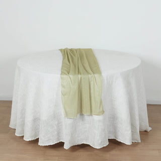 <h3 style="margin-left:0px;"><strong>Shimmering Champagne Glitter Gauze Table Runner</strong>