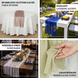 Sparkling glitter gauze table runner in various settings
