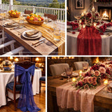 Elegant dining setup with floral centerpieces and candlelight ambiance.