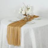 Gold Sparkling Glitter Gauze Table Runner, Reusable Wrinkle Free Sheer Table Runner - 27x120inch