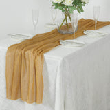 Gold Sparkling Glitter Gauze Table Runner, Reusable Wrinkle Free Sheer Table Runner - 27x120inch