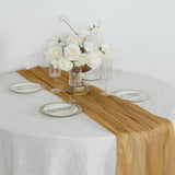 Gold Sparkling Glitter Gauze Table Runner, Reusable Wrinkle Free Sheer Table Runner - 27x120inch