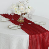 Red Sparkling Glitter Gauze Table Runner, Reusable Wrinkle Free Sheer Table Runner - 27x120inch