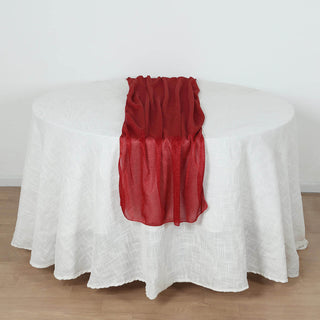 <h3 style="margin-left:0px;"><strong>Shimmering Red Glitter Gauze Table Runner</strong>