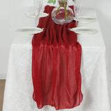 Red Sparkling Glitter Gauze Table Runner, Reusable Wrinkle Free Sheer Table Runner - 27x120inch