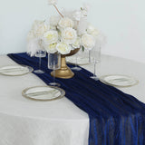 Royal Blue Sparkling Glitter Gauze Table Runner, Reusable Wrinkle Free Sheer Table Runner - 27"x120"