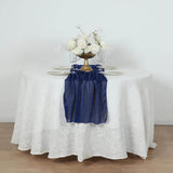 Royal Blue Sparkling Glitter Gauze Table Runner, Reusable Wrinkle Free Sheer Table Runner - 27"x120"