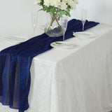 Royal Blue Sparkling Glitter Gauze Table Runner, Reusable Wrinkle Free Sheer Table Runner - 27"x120"