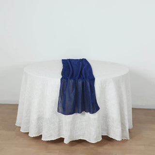 <h3 style="margin-left:0px;"><strong>Shimmering Royal Blue Glitter Gauze Table Runner</strong>