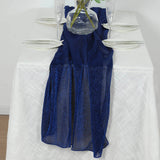 Royal Blue Sparkling Glitter Gauze Table Runner, Reusable Wrinkle Free Sheer Table Runner - 27"x120"