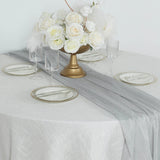 Silver Sparkling Glitter Gauze Table Runner, Reusable Wrinkle Free Sheer Table Runner - 27x120inch