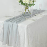 Silver Sparkling Glitter Gauze Table Runner, Reusable Wrinkle Free Sheer Table Runner - 27x120inch