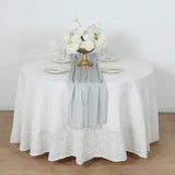 Silver Sparkling Glitter Gauze Table Runner, Reusable Wrinkle Free Sheer Table Runner - 27x120inch