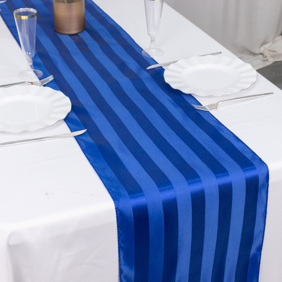 12x108inch Royal Blue Satin Stripe Table Runner, Elegant Tablecloth Runner