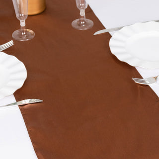 Create Unforgettable Memories with Our Cinnamon Brown Satin Table Runner