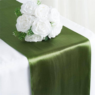 Add a Touch of Elegance with the Olive Green Satin Table Runner