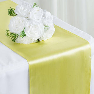 Add a Touch of Elegance with the 12x108 Yellow Satin Table Runner