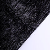 Black Metallic Fringe Shag Tinsel Table Runner, Shimmery Polyester Table Runner