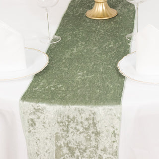 Create Unforgettable Moments with the Sage Green Crushed Velvet Table Runner
