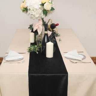 Elevate Your Event Decor with the Black Premium Velvet Table Runner