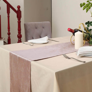 Transform Your Table Setting with the Mauve Premium Velvet Table Runner