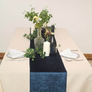 Elevate Your Event with a Navy Blue Velvet Table Runner