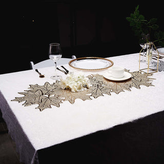 Create a Luxurious Dining Experience with the Gold Maple Leaf Vinyl Table Runner