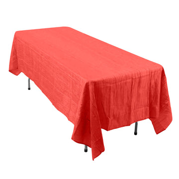 60"x102" Red Accordion Crinkle Taffeta Seamless Rectangle Tablecloth