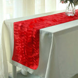 12x108inch Red 3D Leaf Petal Taffeta Fabric Table Runner