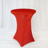 Red Metallic Shimmer Tinsel Spandex Cocktail Table Cover