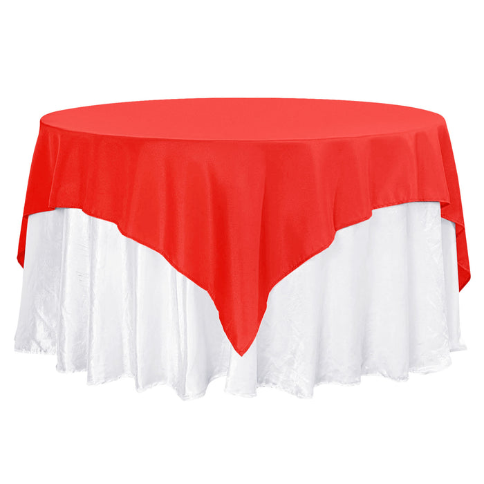 70x70inch Red 200 GSM Premium Seamless Polyester Square Table Overlay