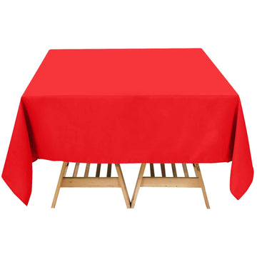 Premium Polyester Square Tablecloth 70"x70" Red 220GSM Wrinkle-Resistant Table Cover